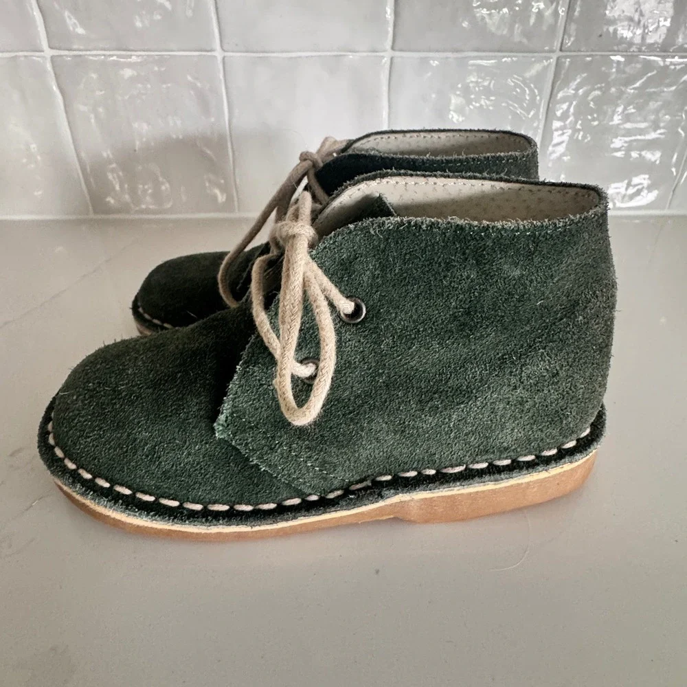 OTS Desert Boot Toddler Kid Size 25 Green Suede Lace Up Crepe Sole Spain Chukka